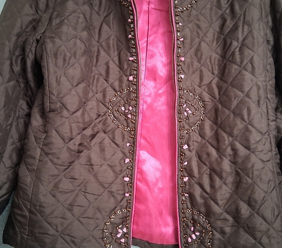 NWOT Silkland Quilted & Beaded Silk Jacket Size M - Picture 10 of 14